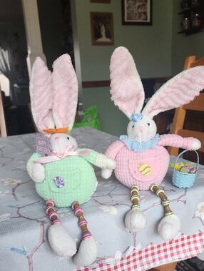 Plush Easter Bunny Shelf Sitter Pair